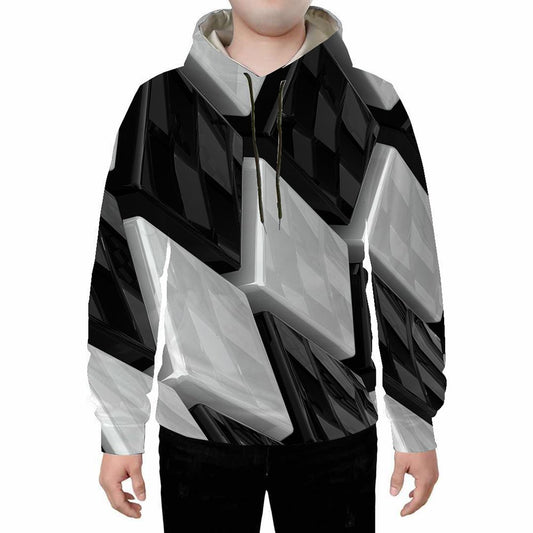 3D Bloque de color blanco y negro Impreso Sudadera con capucha negra Sudaderas Pantalones de chándal Chándales Conjuntos de ropa de calle Estampado informal Primavera Otoño Invierno Traje de hombre