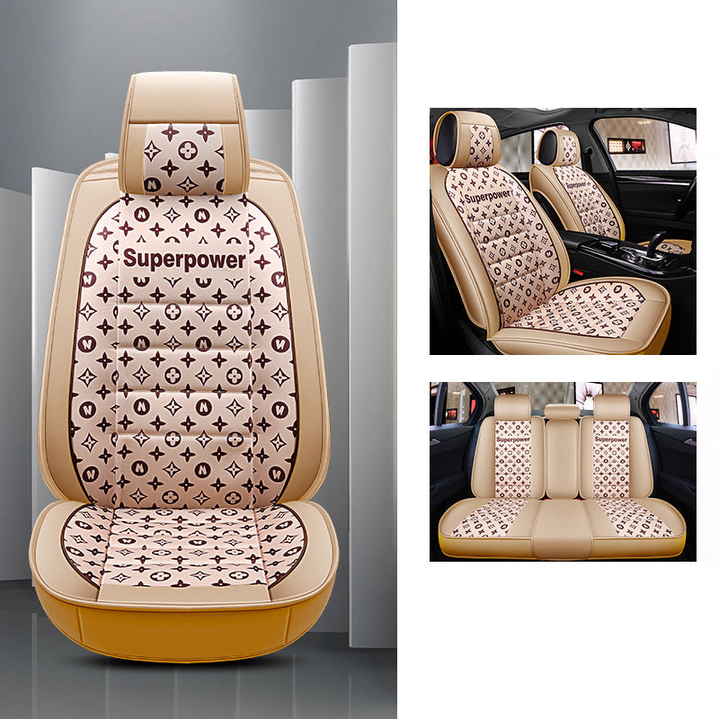 Funda de asiento de coche Universal de cuero PU con estampado Floral de estilo creativo de lujo para Auto camión Van SUV 