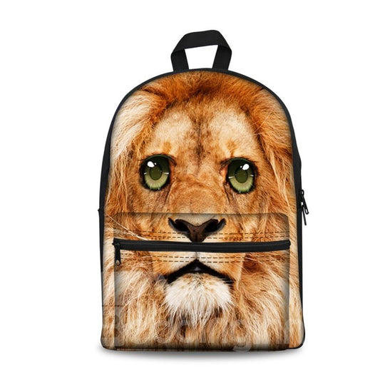 Mostrar personalidad estilo leones 3D con ojos grandes patrón escuela para hombre y mujer mochila