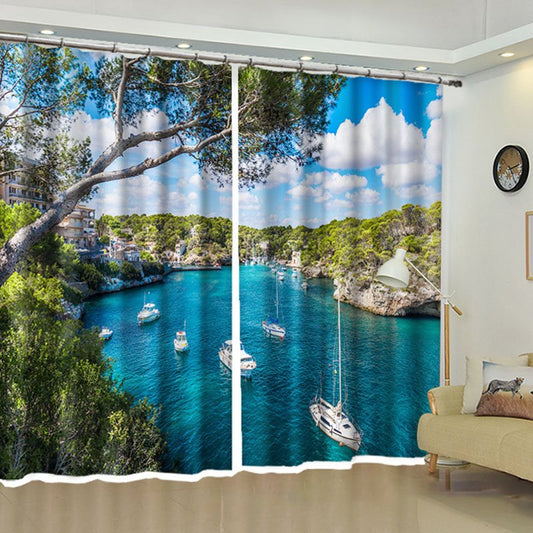 Blackout 3D Window Curtains 220g/©O Shading Cloth 80% Shading Rate and UV Rays No Pilling No Fading No off-lining with Free Curtain Hooks