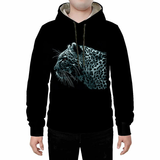 Schwarzer 3D-Hoodie mit kreativem Leopardenmuster, Sweatshirts, Jogginghose, Trainingsanzüge, Streetwear-Sets, lässiger Druck, Frühling, Herbst, Winter, Herren-Outfit
