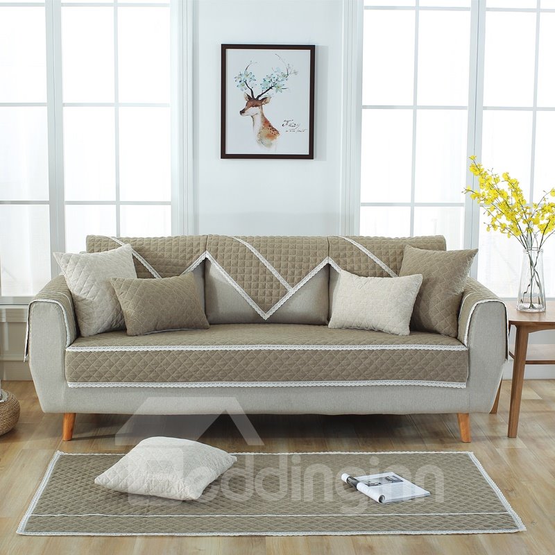 Ganzjahres-Sofabezüge in reiner Farbe, schlichter Stil, verhindern Flecken