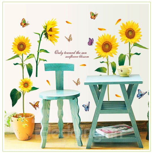 Sunflower Pattern Waterproof PVC Removable Room Decor Wall Sticker