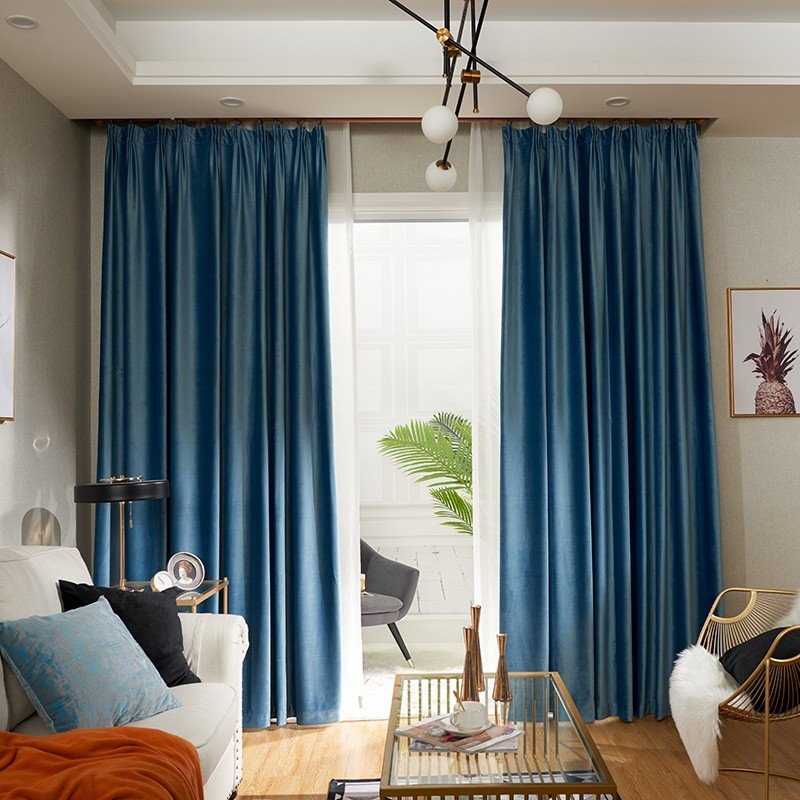 Cortinas opacas de terciopelo, cortinas de ventana rojas y azules, aislamiento térmico, decoración del hogar para sala de estar, dormitorio, decoración personalizada 