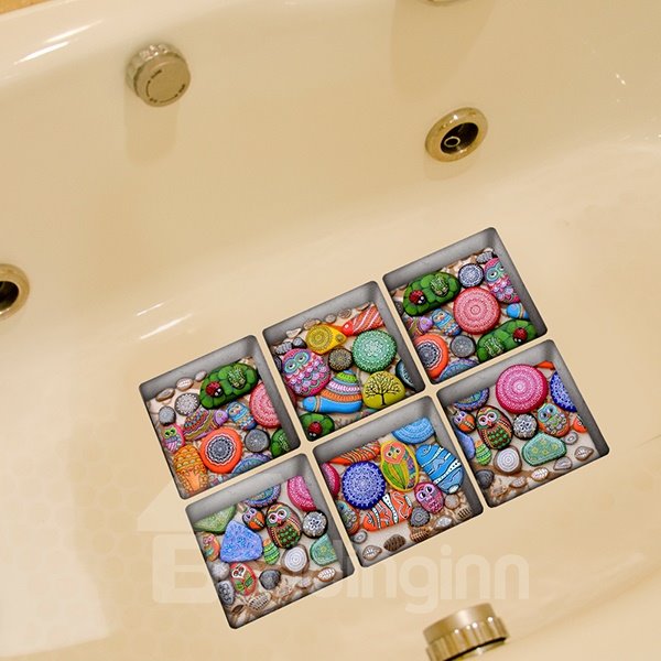 Creative Animal Pattern Stone 3D Bathtub Stickers