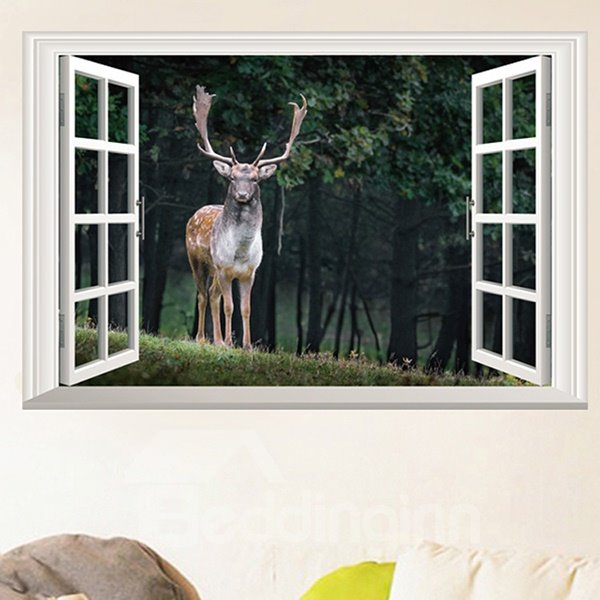 Deer and Forest Scenery Wall Stickers for Home Decoration