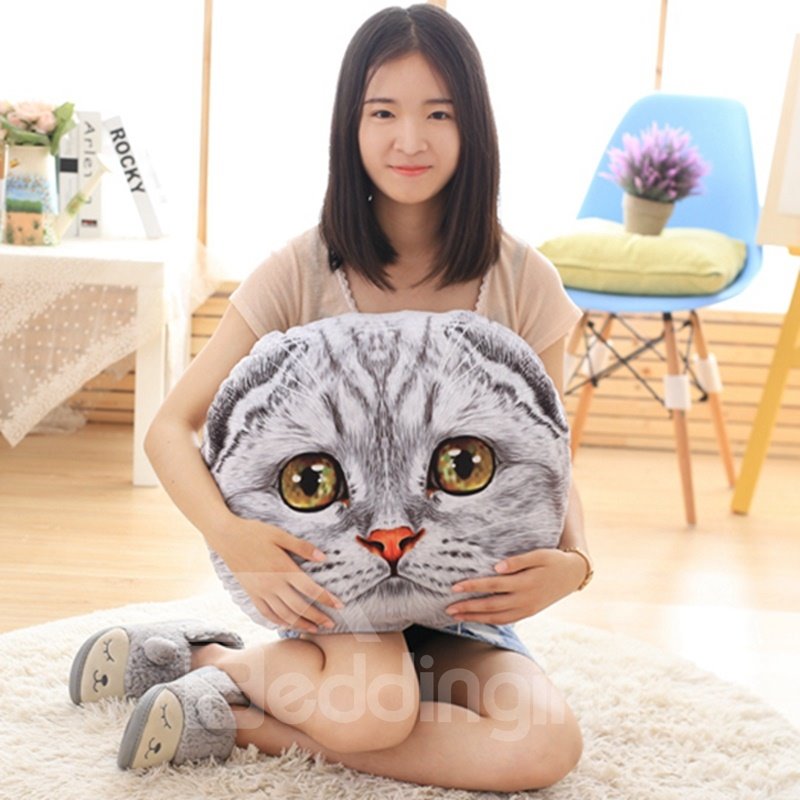 Lifelike 3D Cat Design Decorative Throw Pillow