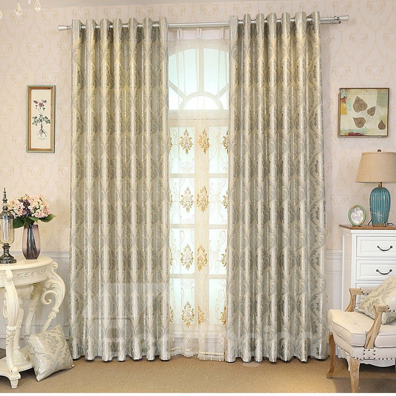 Embroidery Floral European Style 2 Colors Drapes Curtain for Room