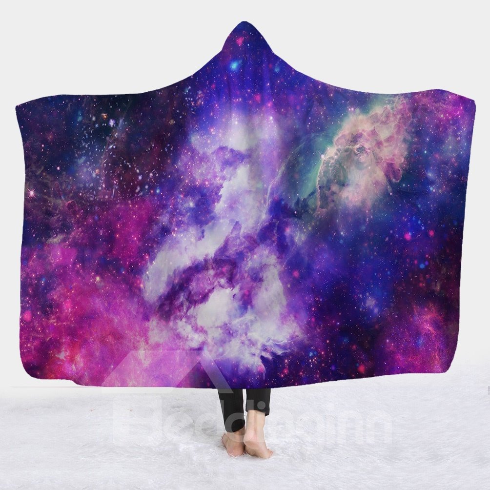 Expanse Universe Galaxy Starry Printed Wearable 3D Hooded Blanket
