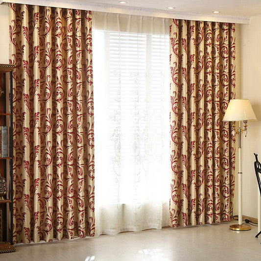 Verdunklungsvorhänge, Jacquard, rote Schattierungsvorhänge, hohe Schattierungsrate für Wohnzimmer, Schlafzimmer, Fensterdekoration, individuelle 2-Panel-Vorhänge 