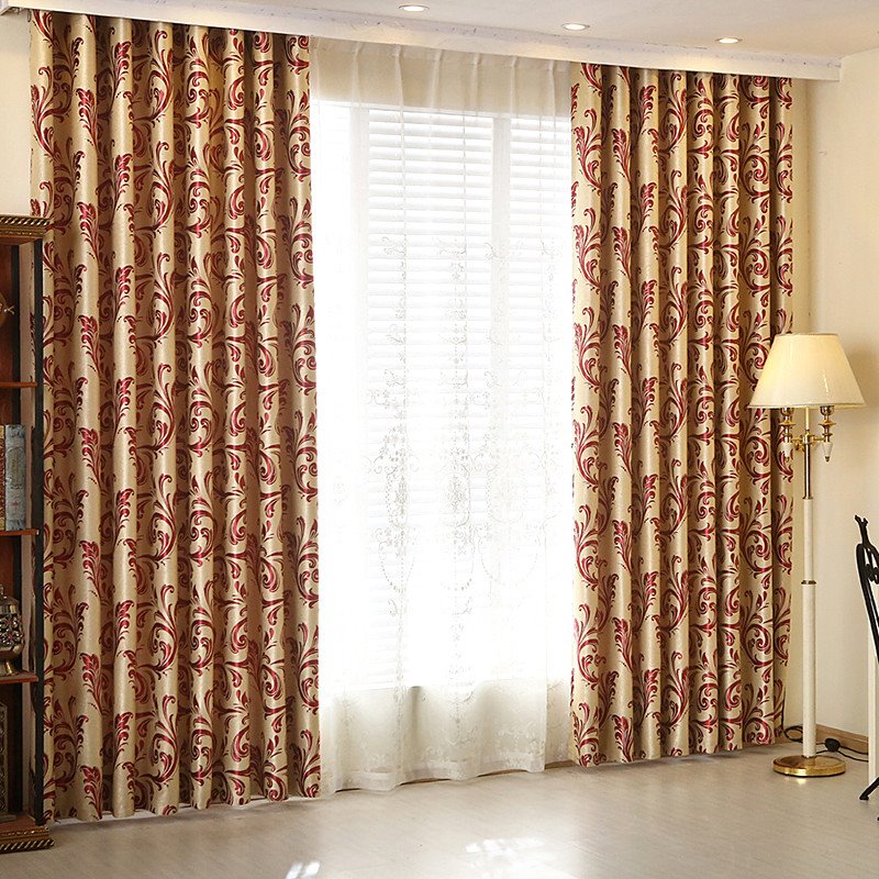 Blackout Curtains Jacquard Red Shading Curtains High Shading Rate for Living Room Bedroom Window Decoration Custom 2 Panels Drapes