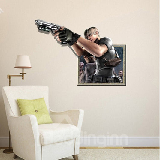 Stunning Creative Gunner Print Framed Decorative 3D Wall Sticker