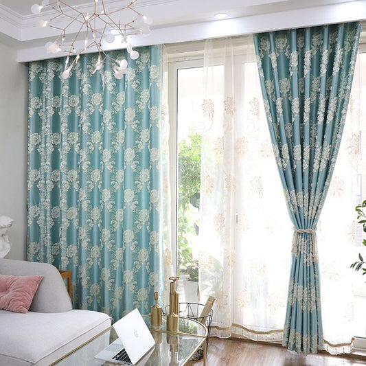 Cortinas transparentes florales de jacquard blanco moderno para decoración de sala de estar y dormitorio, 2 paneles personalizados, cortinas de gasa transpirables, sin pelusas, sin decoloración, sin forro de poliéster 