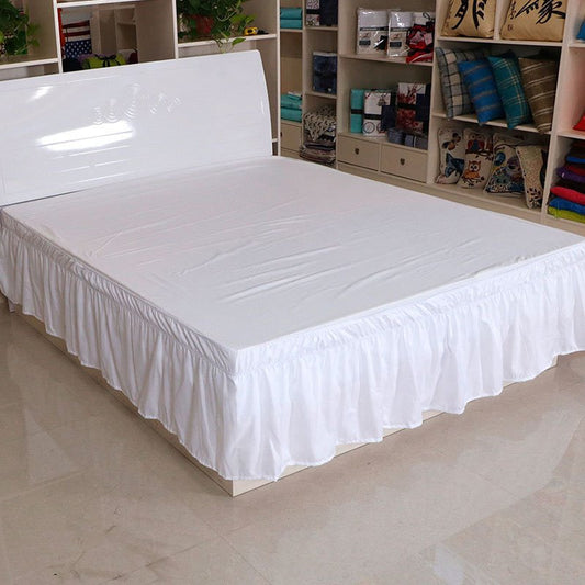 Wrap Around Bed Skirts Elastic Dust Ruffles Easy Fit Wrinkle and Fade Resistant Solid Color Polyester