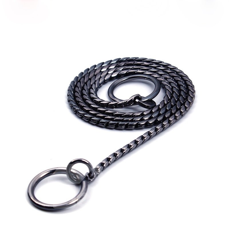 Collar de metal resistente con cadena de serpiente para perros 