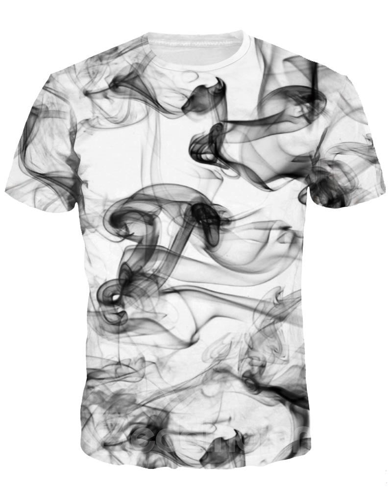 Ink Painting Short Sleeve Round Neck 3D Painted T-Shirt