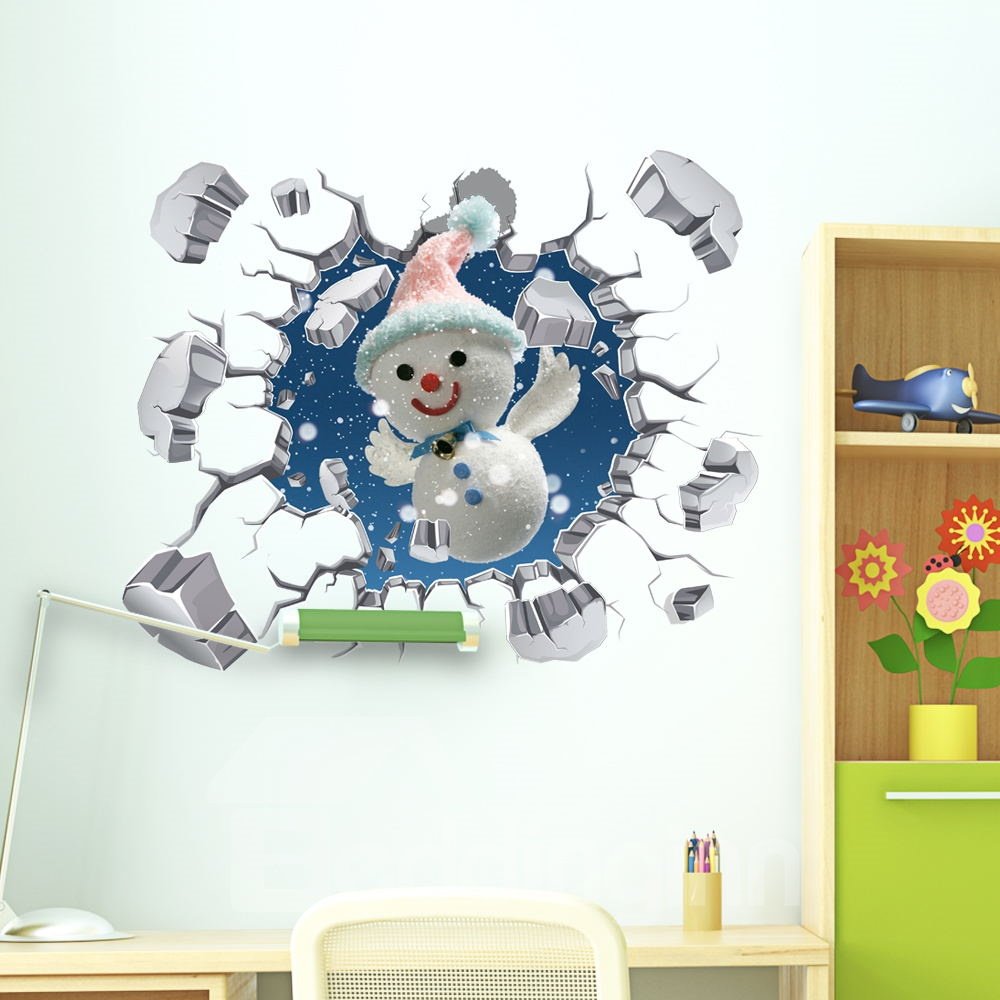 3D Explosive Wall Snowman PVC Waterproof Eco-friendly Self-Adhesive Wall Stickers