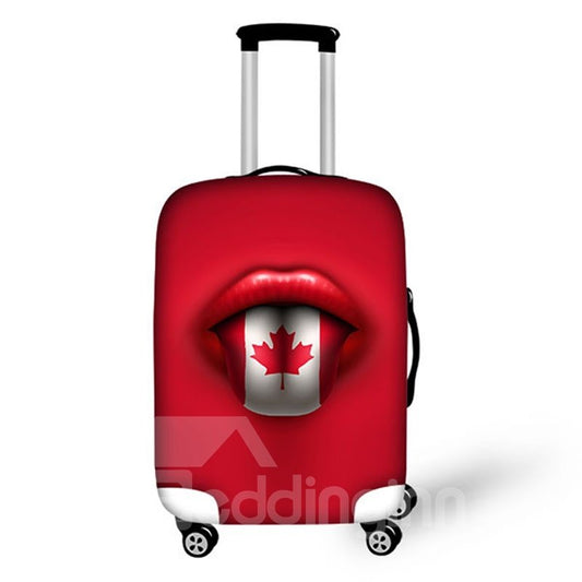 Cool Mouth With Maple Flay Pattern 3D Painted Luggage Cover