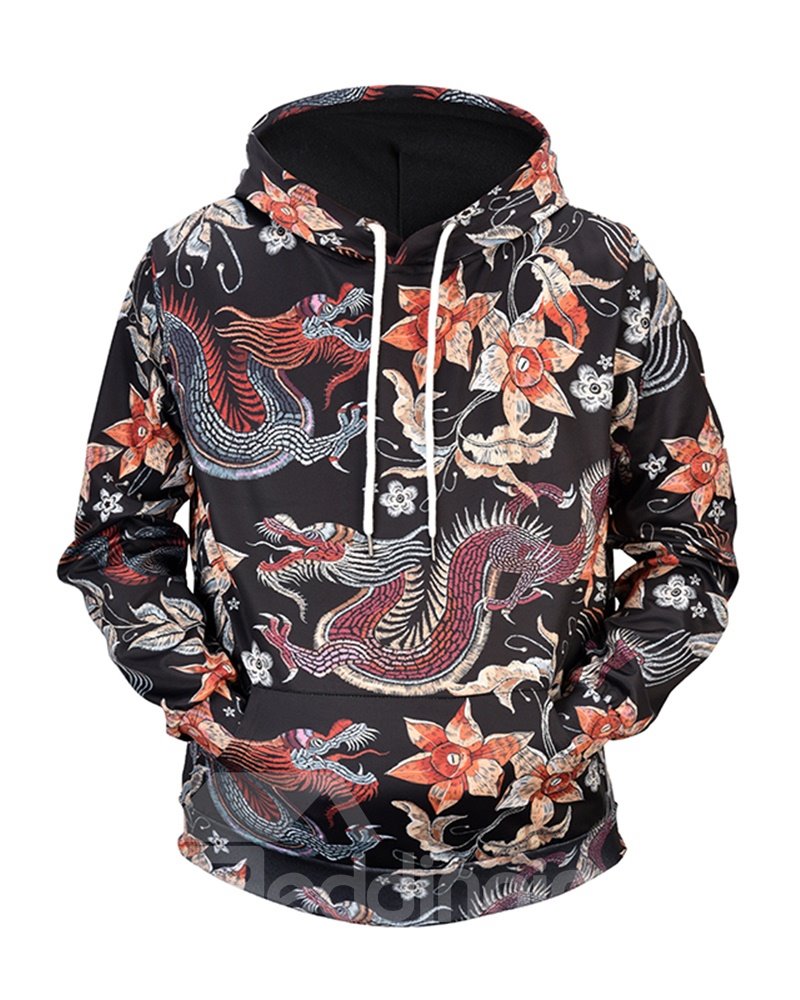 Lightweight Pullover Clear Print Casual Style 3D Painted Hoodie