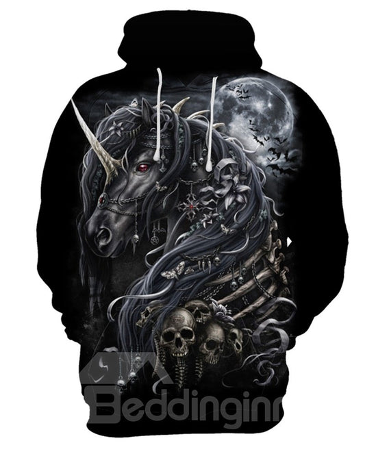 Unisex Loose Model Kangaroo Pocket Lightweight 3D Painted Hoodie