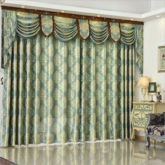 Decorative Polyester Embroidered Luxury European Style 3 Colors Curtain