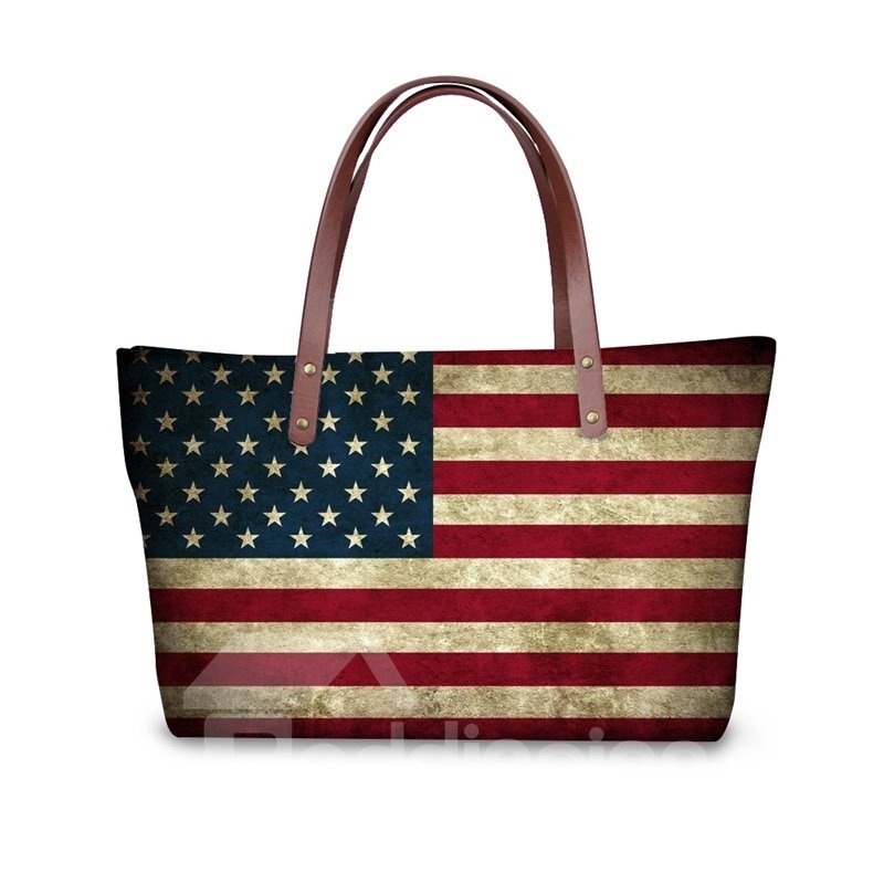 Patrón de bandera de EE. UU., impermeable, resistente, impreso en 3D, para mujeres y niñas, bolsos de hombro