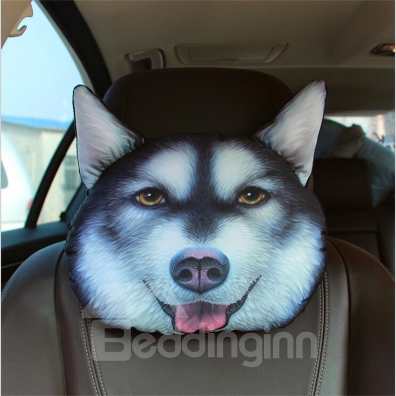 Almohada suave creativa del cuello del coche de la cara animal 3D
