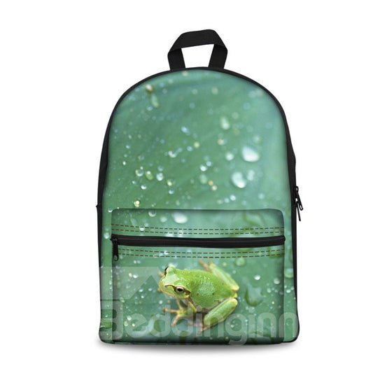 Pequeñas ranas con patrón de lluvia Mochila ligera lavable impresa en 3D