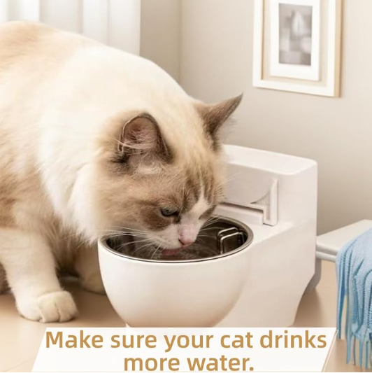Toilet Water Bowl for Cat,Toilet Shaped Pet Water Dispenser for Cat Dog, Small Funny Bowl for Dogs and Cats Hilarious Gravity Pet Fountain, for Your Cat Drink More Water (White)
