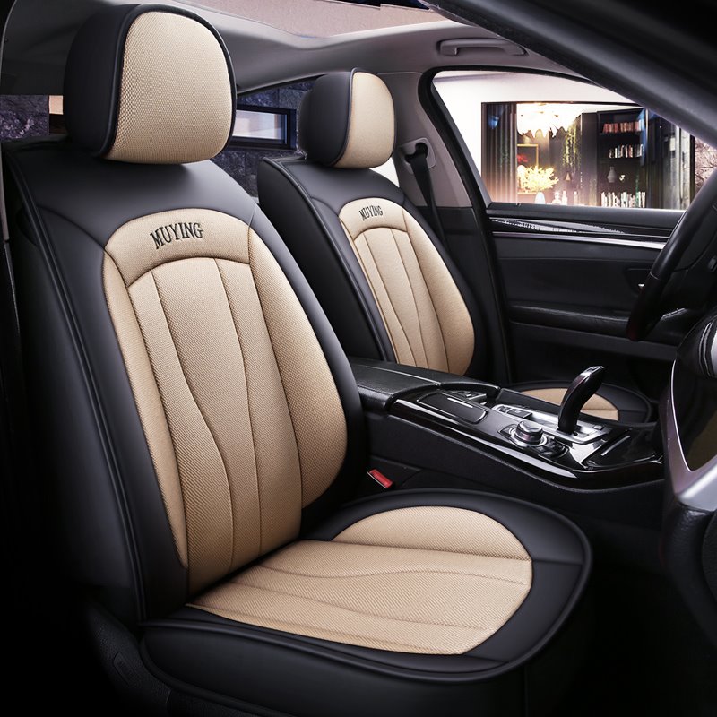 Vollständiger Satz Autositzbezüge, Airbag-kompatibel, atmungsaktive und langlebige Materialien, Autozubehör, Sitzkissen, geeignet für die meisten Autos 