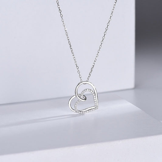 Heart-Shaped 925 Sterling Silver Necklace Female Necklaces