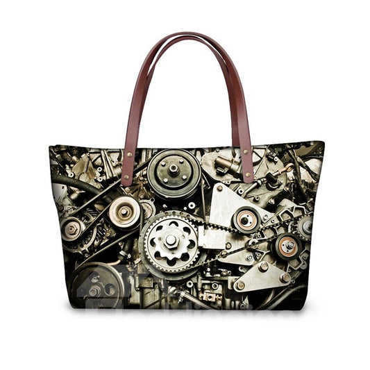 Complex Gear Waterproof Sturdy 3D Printed for Women Girls Shoulder HandBags