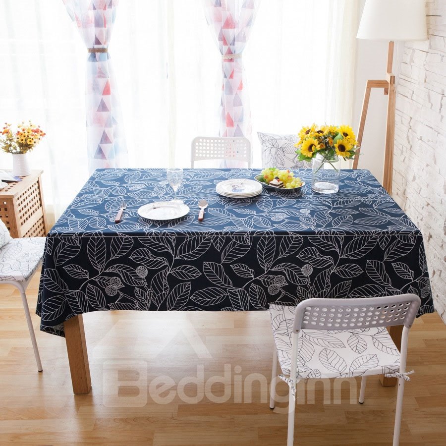 Plant Pattern Cotton Square Shape Home Use Table Cloth