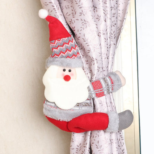 Hebilla de cortina navideña para atar, cierre de sujeción de Papá Noel, abrazadera de hebilla, decoraciones para ventanas, adornos navideños, decoración navideña para el hogar, 1 par 