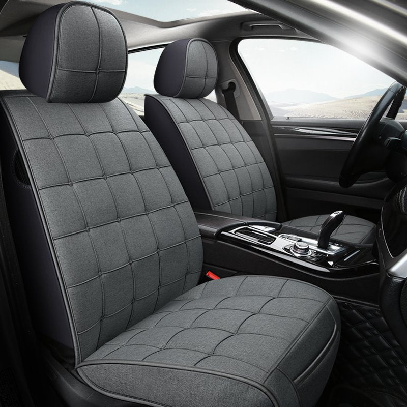 Fundas de asiento de coche modelo Grid Cobertura total Suave Resistente al desgaste Durable Agradable para la piel Resistente a los arañazos Material de tela transpirable Compatible con airbag Fundas de asiento de ajuste universal de 5 plazas 