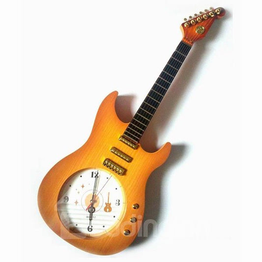 Reloj de pared silencioso decorativo de plástico con diseño de guitarra maravilloso