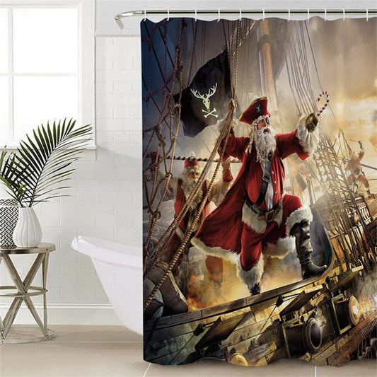 Cortinas 3D de Capitán Pirata de Navidad, cortina de partición de baño, duradera, impermeable, poliéster a prueba de moho, 3 tamaños 