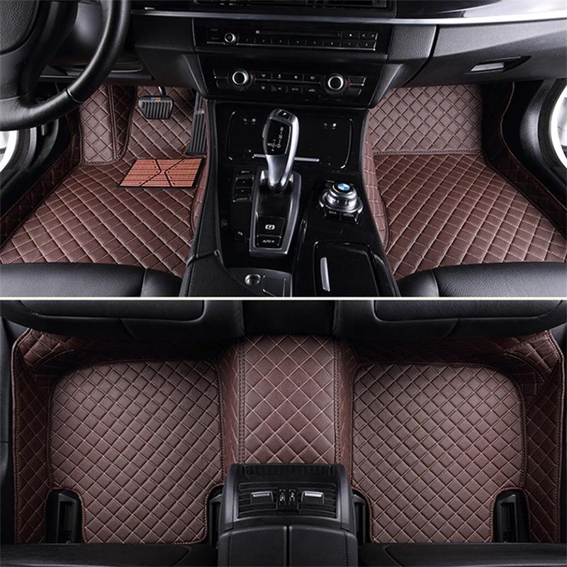 Luxury Series Plaid Trims Design Leather Carpet Custom Fit Car Floor Mats Liners