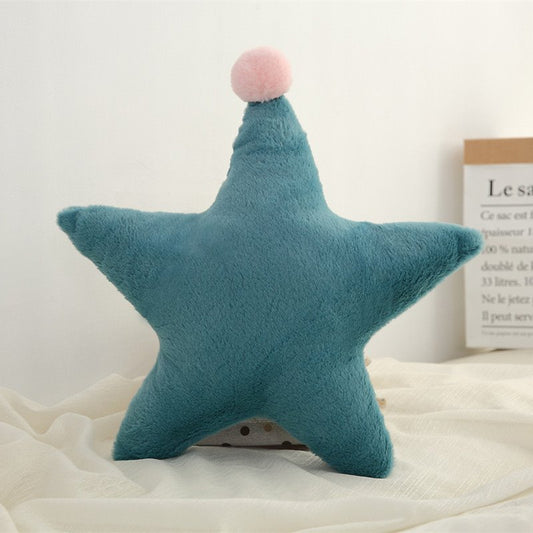 Creative Cute Blue Throw Pillow Triangle Pentacle Love Moon Plush Pillow