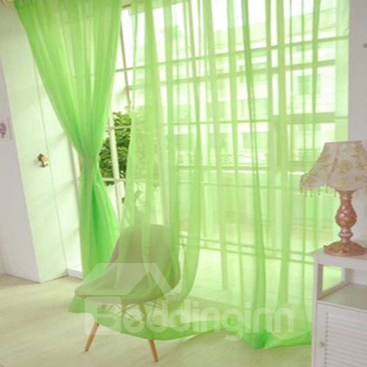 Cortina transparente personalizada elegante de color verde claro de color puro