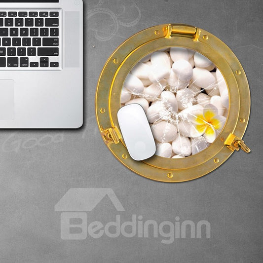 3D Glass Broken Floral Pattern Removable Mouse Pad Desk Stickers