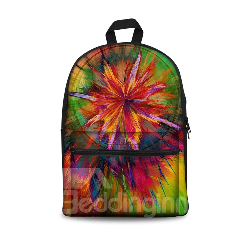 3D Cool Style Abstract Flowers Art Pattern Washable Lightweight School Outdoor Backpack