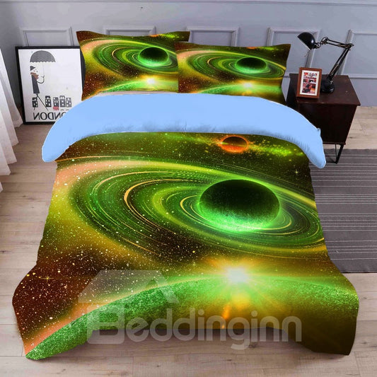 Juegos de cama/fundas nórdicas con estampado de galaxia 3D de 4 piezas, transpirables y suaves, con estampado de planeta vasto