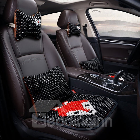 Estera de asiento de coche con cuentas de madera de dibujos animados de estilo creativo 