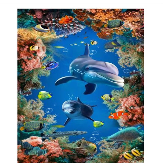 3D-Bodenwandbilder mit Meereslandschaft, abziehen und aufkleben, Wandaufkleber, Kunsttapete, selbstklebende große Wandaufkleber, Kinderzimmer-Wandbild 