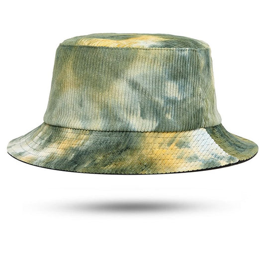 Tie-dye Reversible Bucket Hat Breathable Corduroy Summer UV Protection Packable Hip Hop Fisherman Cap Outdoor Travel Beach Sun Hat Visor Caps