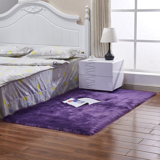 Alfombras suaves y peludas de piel de oveja, alfombras antideslizantes para dormitorio, alfombra suave y esponjosa para dormitorio en casa 