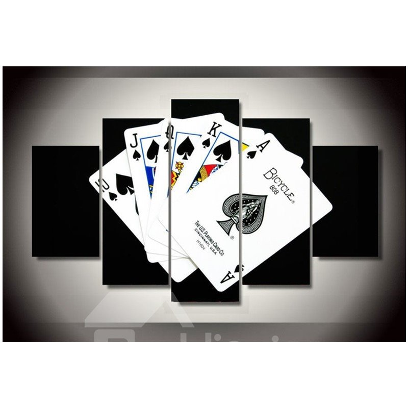 5-teilige Leinwand zum Aufhängen mit Pokermuster, umweltfreundlich und wasserfest, Schwarz, nicht gerahmte Drucke