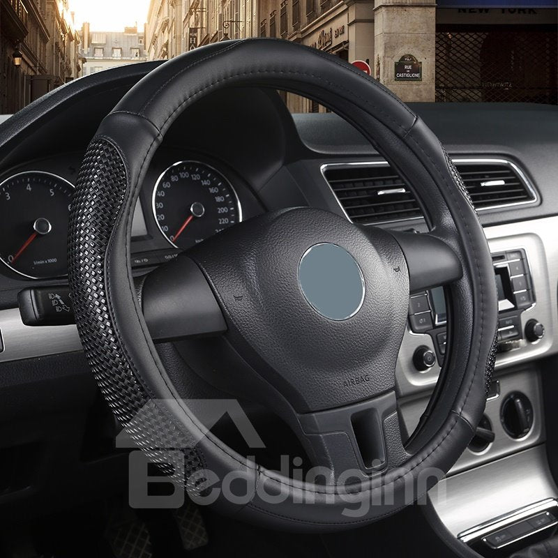 Funda para volante de PVC, antideslizante, resistente al desgaste, resistente a la suciedad, duradera y transpirable, no daña las manos, estilo deportivo, bloque de Color