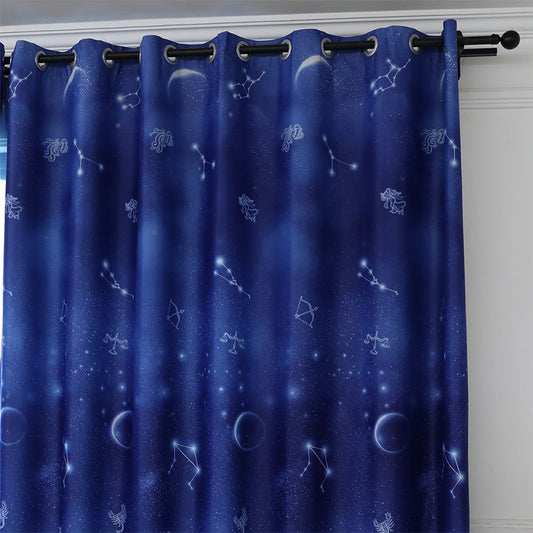 Blackout Curtains Starry Sky Printing Modern Custom Curtains 2 Panels Window Shading Curtains for Living Room Bedroom